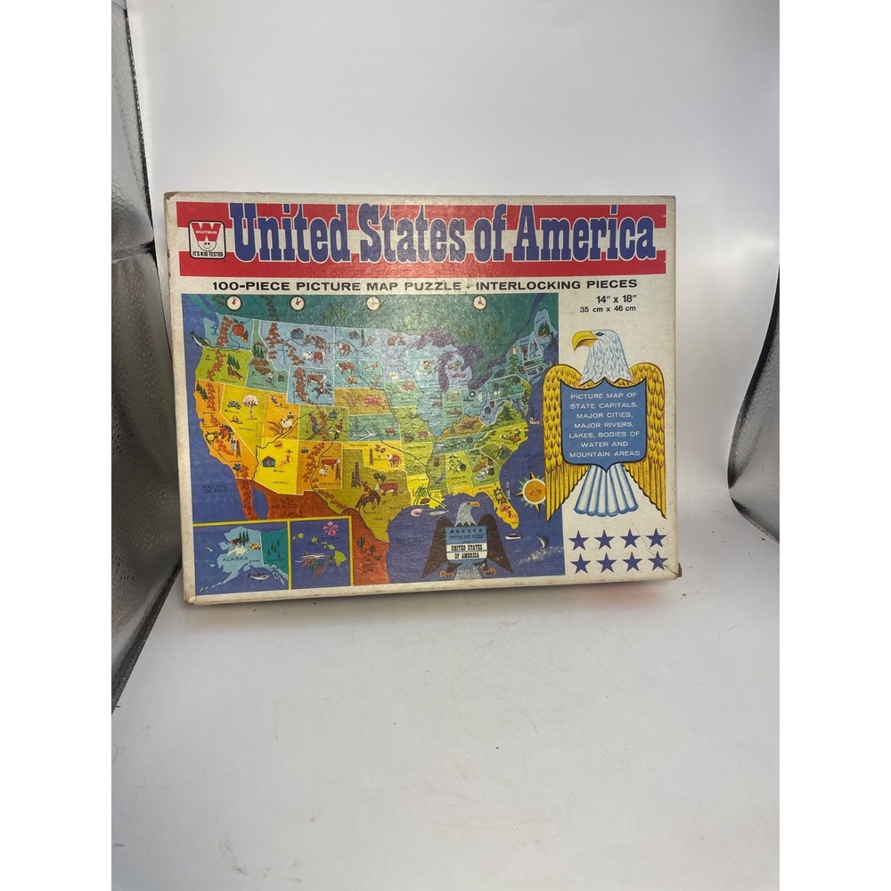 Vintage‎ 1965 Whitman United States Of America Map 100 Piece Puzzle Complete